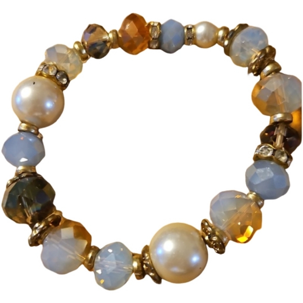 🩵Elegant Multicolor Art Glass Beaded Bracelet